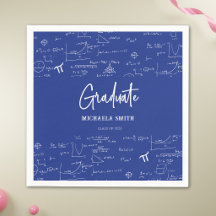 Elegant Royal Blue Script Math Graduate Party