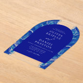 Elegant Royal Blue Silver Agate Wedding Monogram Acryleinladungen (Ablage )