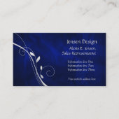 Elegant Royal Blue Silver Leaf Swirl Visitenkarte (Vorderseite)