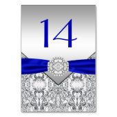 Elegant Royal Blue Silver Wedding Tischnummer (Rückseite)
