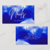 Elegant Royal Blue Smoke & Neon Nail Artist Visitenkarte (Vorne/Hinten)