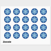 Elegant Royal Blue Snowflake Weihnachten Runder Aufkleber (Blatt)