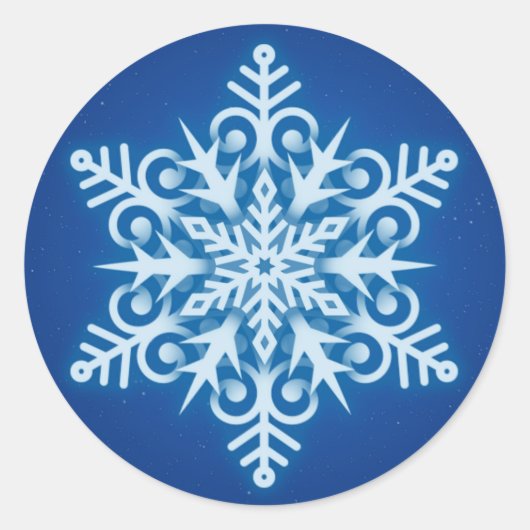 Elegant Royal Blue Snowflake Weihnachten Runder Aufkleber (Vorderseite)