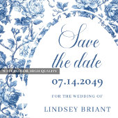 Elegant Royal Blue Toile Save the Date Wedding Car Ankündigung