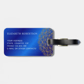Elegant Royal Blue und Gold Mandala Mit Monogramm Gepäckanhänger (Rückseite horizontal)