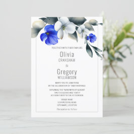 Elegant Royal Blue und White Floral Einladung