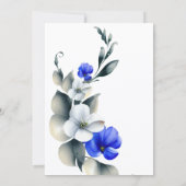 Elegant Royal Blue und White Floral Einladung (Rückseite)