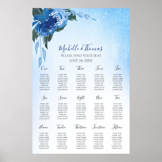 Elegant Royal Blue Watercolor Poster (Vorne)