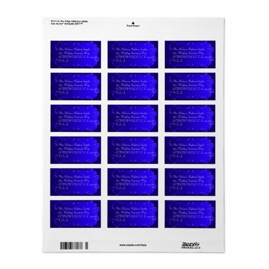 Elegant Royal Blue Wedding Address Labels Adressaufkleber (Vorne)