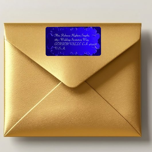 Elegant Royal Blue Wedding Address Labels Adressaufkleber