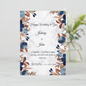 Elegant Royal Blue Wedding Einladung (Stehend Vorderseite)