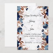 Elegant Royal Blue Wedding Einladung (Vorne/Hinten)