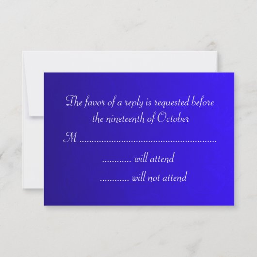 Elegant Royal Blue Wedding RSVP (Rückseite)