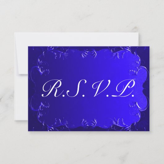 Elegant Royal Blue Wedding RSVP Karte (Vorderseite)