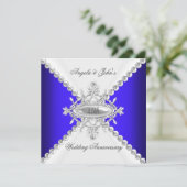 Elegant Royal Blue White 25. Hochzeitstag Einladung (Stehend Vorderseite)