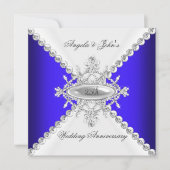 Elegant Royal Blue White 25. Hochzeitstag Einladung (Vorderseite)