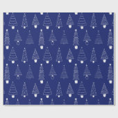Elegant Royal Blue White Christmas Pine Tree Geschenkpapier (Flach)