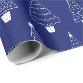 Elegant Royal Blue White Christmas Pine Tree Geschenkpapier (Rolleneckpunkt)