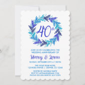 Elegant Royal Blue Wreath 40. Hochzeitstag Einladung (Vorderseite)