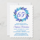 Elegant Royal Blue Wreath 65. Geburtstag Einladung (Vorderseite)