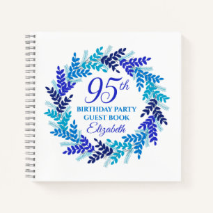 Elegant Royal Blue Wreath 95. Geburtstagsparty Notizblock
