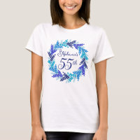 Elegant Royal Blue Wreath Monogram 55. Geburtstag