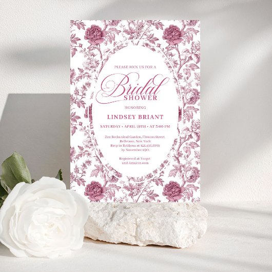 Elegant Royal Blush Rose Pattern Bridal Shower  Einladung