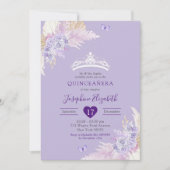 Elegant Royal Boho Lilac Floral Mis Quince Años Einladung (Vorderseite)