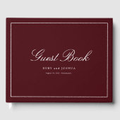Elegant Royal Burgundy Scripted Font Wedding Gästebuch (Vorderseite)
