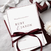 Elegant Royal Burgundy & White Script Wedding Einladung