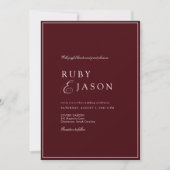 Elegant Royal Burgundy & White Script Wedding Einladung (Vorderseite)