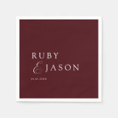 Elegant Royal Burgundy & White Script Wedding Serviette (Vorderseite)