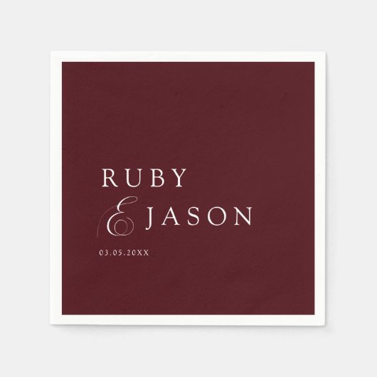 Elegant Royal Burgundy & White Script Wedding Serviette (Vorderseite)