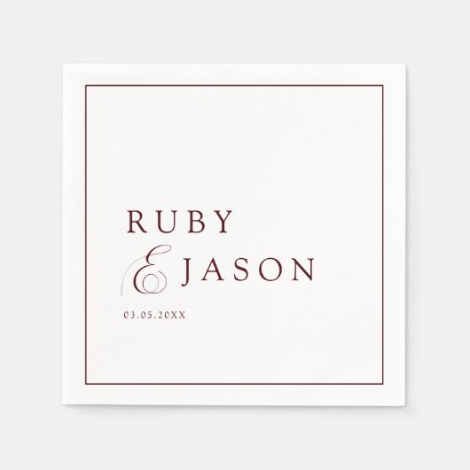 Elegant Royal Burgundy & White Script Wedding Serviette (Vorderseite)