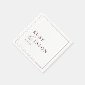 Elegant Royal Burgundy & White Script Wedding Serviette (Ecke)