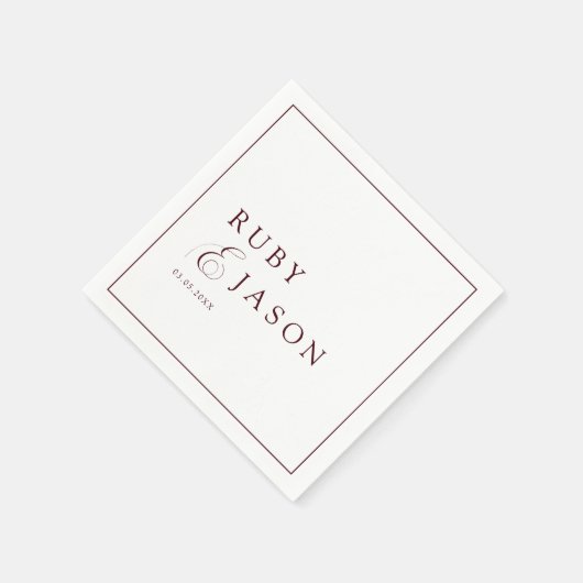 Elegant Royal Burgundy & White Script Wedding Serviette (Ecke)