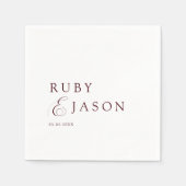 Elegant Royal Burgundy & White Script Wedding Serviette (Vorderseite)