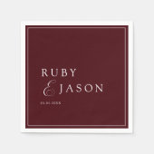 Elegant Royal Burgundy & White Script Wedding Serviette (Vorderseite)