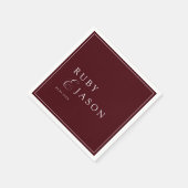 Elegant Royal Burgundy & White Script Wedding Serviette (Ecke)