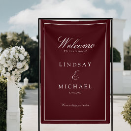 Elegant Royal Burgundy & White Wedding Banner