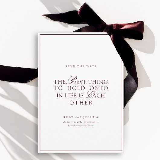 Elegant Royal Burgundy & White Wedding  Save The Date