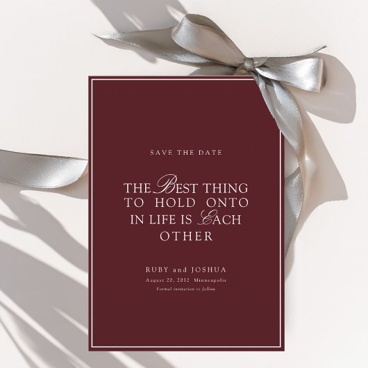 Elegant Royal Burgundy & White Wedding  Save The Date