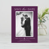 Elegant Royal Crimson Foto Save the Date Einladung (Stehend Vorderseite)