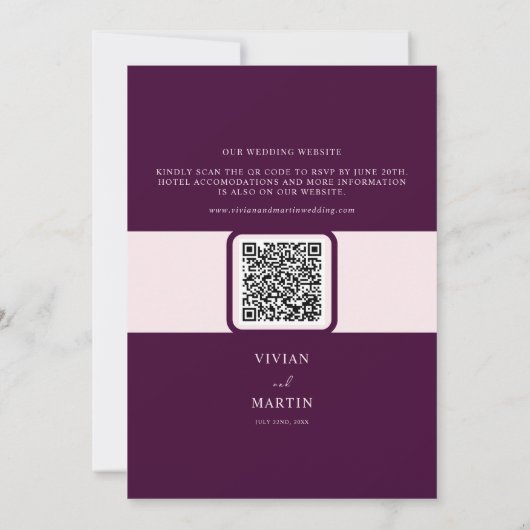 Elegant Royal Crimson Wedding All-in-One QR Einladung (Rückseite)