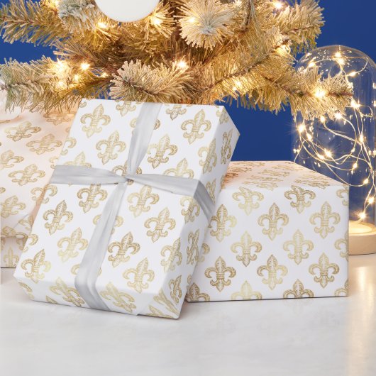 Elegant Royal Gold Fleur De Lis  Geschenkpapier (Feiertage)