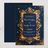 Elegant Royal Gold & Navy Blue Modern Wedding  Save The Date (Vorne/Hinten)