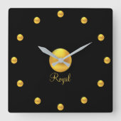 Elegant Royal Golden Quadratische Wanduhr (Vorderseite)