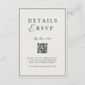 Elegant Royal Ivory & Black QR Code Wedding RSVP Begleitkarte (Vorderseite)