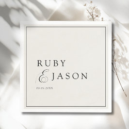 Elegant Royal Ivory Black  Script Wedding Serviette