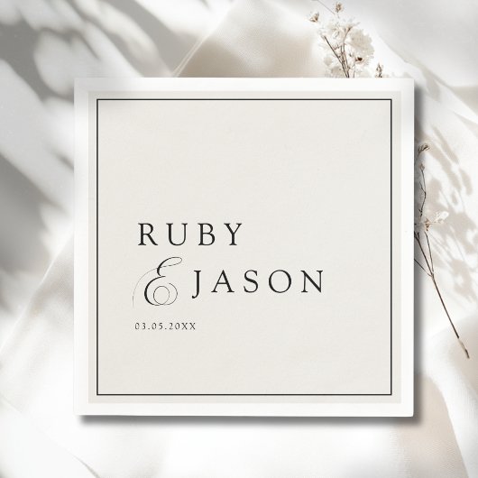 Elegant Royal Ivory Black  Script Wedding Serviette